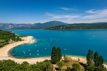 Fototapeta premium Aerial View Over Sainte-Croix-du-Verdon, Provence, France