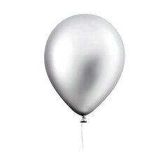 silver helium balloon. Birthday balloon flying for party and celebrations. Isolated on white background. Generative AI