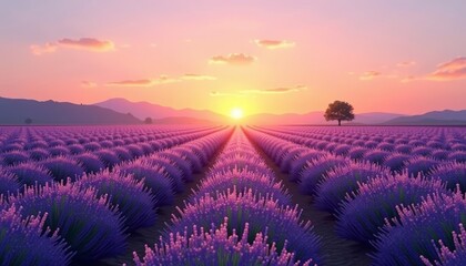  Purple fields at sunrise serene and picturesque