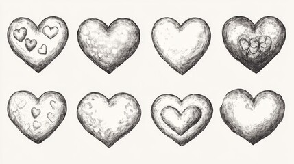 Hand Drawn Heart Sketches: Romantic Illustration for Design