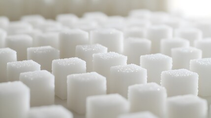 Fototapeta premium Sugar cubes meticulously stacked in the shape of a warning sign, symbolizing the cautionary message of excessive indulgence and the potential dangers of overconsumption.