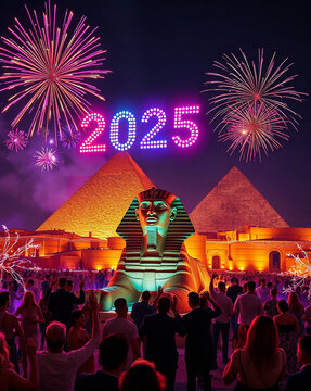 pharaon egypt new year  2025 fireworks