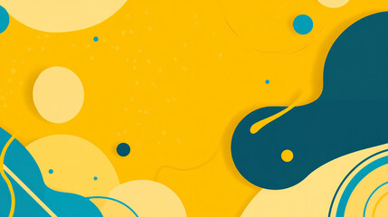 A bright yellow background with a simple platform and abstract shapes. It's a design template perfect for showcasing products in a modern, minimalist style.