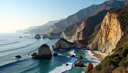  Natural beauty of coastal cliffs and turquoise waters