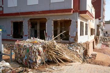 Destroyed building and plastic after the passage of the DANA flood, which has killed more than 200 people.