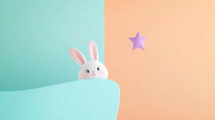 A minimalistic background with a soft gradient from soft teal on the left to pastel orange on the right. 