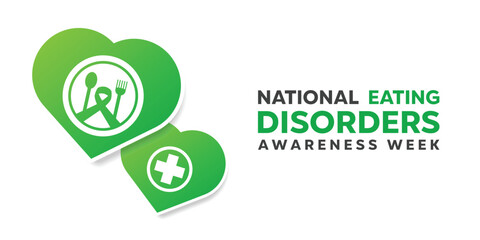 National Eating Disorder Awareness Week.  Great for cards, banners, posters, social media and more. White background. 