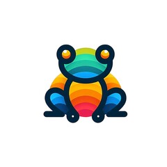 Obraz premium Simple, minimalist, colorful logo of a frog.