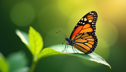 Fototapeta premium Monarch Butterfly on a Leaf - Nature's Beauty