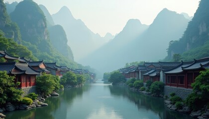  Tranquil village nestled amidst natures embrace