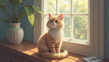  A cozy corner with a curious feline friend