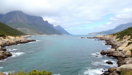 Fototapeta premium Tranquil cove nestled between rugged cliffs