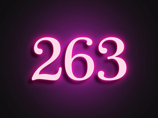 Pink glowing Neon light text effect of number 263.	