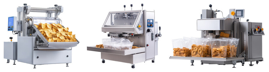 Automated snack production industrial facility machinery modern environment close-up efficiency