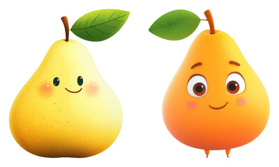 Cheerful cartoon pears studio digital art isolated close-up fun concept