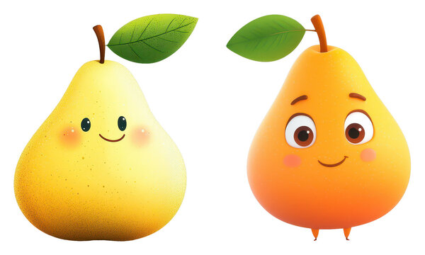 Cheerful cartoon pears studio digital art isolated close-up fun concept