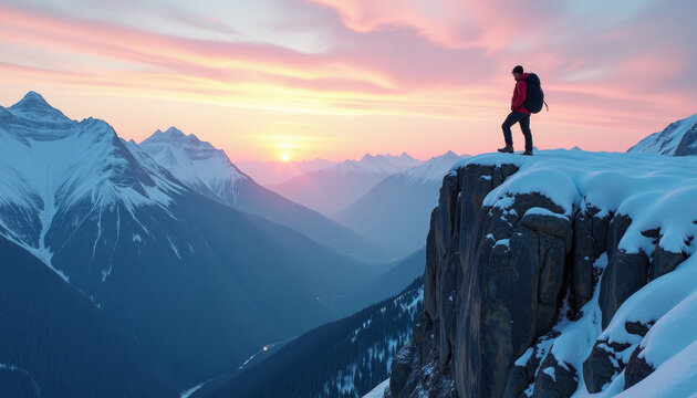 Majestic Winter Mountain Sunrise View