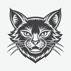 Cat Head Silhouette Logo Vector Illustration Isolated on White Background for Branding and Design