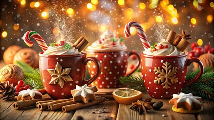 4K Animated Christmas Mugs: Cocoa, Cookies, Candy Canes