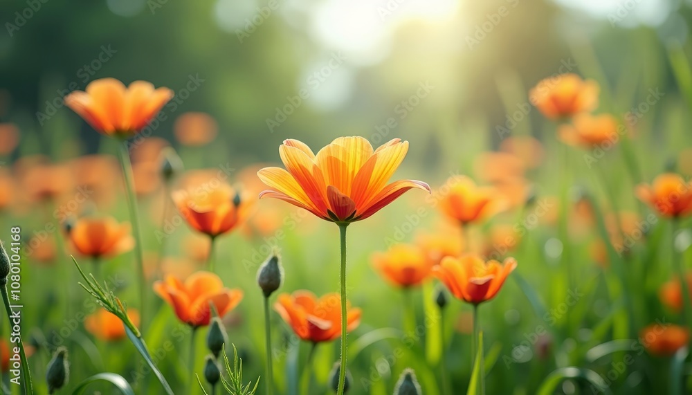 Canvas Prints  Blooming Sunshine  A Field of Orange Flowers