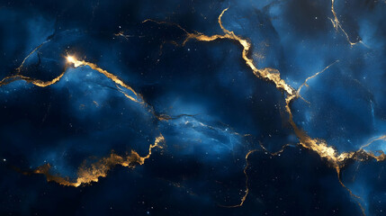 Abstract Background with Blue and Gold Swirls