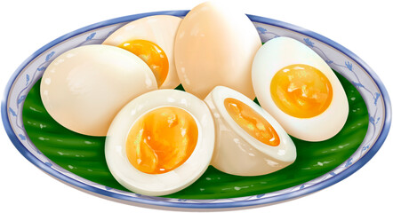 Boiled Eggs on a Plate Illustration