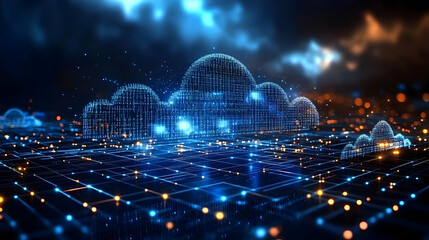 Fototapeta premium Digital Cloud Network Illustration