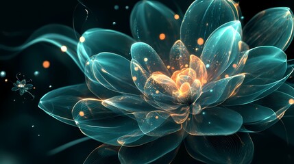 digital technology blue particle flower illustration poster background