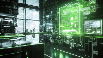 Fototapeta premium Futuristic Kitchen with Digital Technology Interface