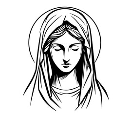 virgin mary artisticshowcasing sacred expressions and prayer black vector