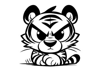 cartoon tiger illustration with an angry expression