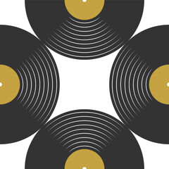 Vinyl music record graphic pattern template. Vinyl plates seamless background. Vector illustration