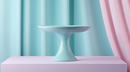A pastel turquoise pedestal on a smooth surface