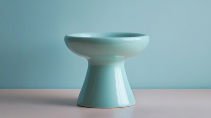 A pastel turquoise pedestal on a smooth surface