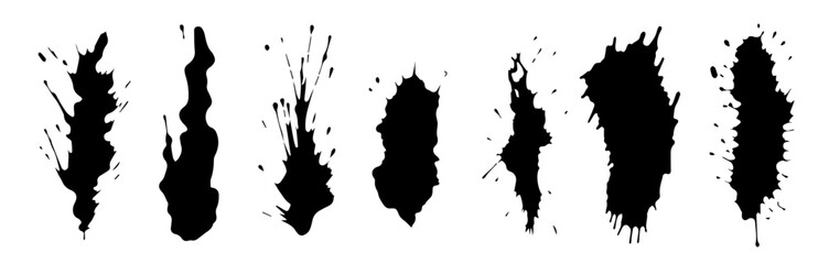 collection of dynamic ink splatter shapes in black vector design