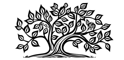 Fototapeta premium elegant tree of life design with intricate branches and leaves black vector