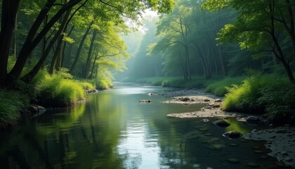 Obraz premium Tranquil forest stream perfect for a serene escape