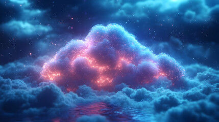Fototapeta premium Glowing Cloud Abstract 3D Illustration