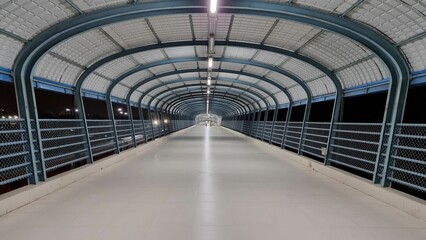 Symmetrical pedestrian bridge at night