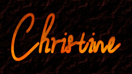 3D fire text effect of name Christine on dark background.