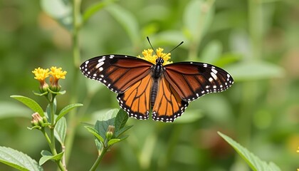 Fototapeta premium Beautiful Monarch Butterfly in Flight