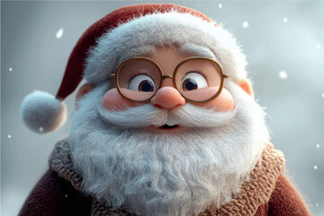 New Year and Christmas character Santa Claus in cartoon style. Poster of funny Santa Claus, Saint Nicholas, Papa Noel. New Year and Christmas print poster banner.