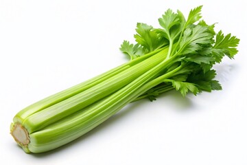 Panoramic Celery Isolated on White, AI Photography, Fresh Produce, Food Photography,  High Resolution