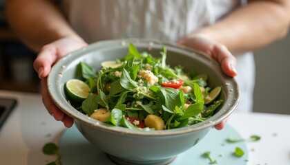  Freshly prepared salad ready to serve
