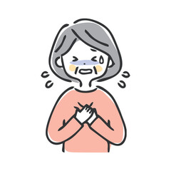胸が痛いシニア女性