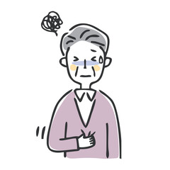 お腹が痛いシニア男性