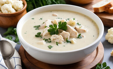 Soup with mashroom and leaf