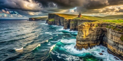 Rugged Orkney West Coast, vintage Marwick Head.