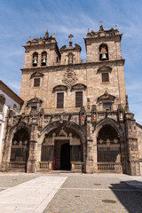 Majestic view of the Gothic cathedral facade in Braga, the architectural details and historical significance capture the essence of medieval Europe