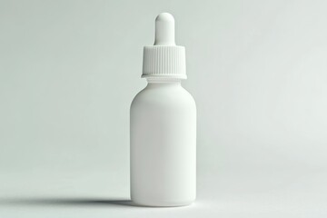Minimalistic White Dropper Bottle On a Clean Background, mockup, selective focus